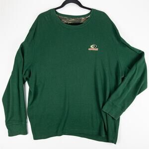Mossy Oak 2XL Mens Waffle Knit Crew Neck Thermal Long Sleeve Shirt Green Hunting